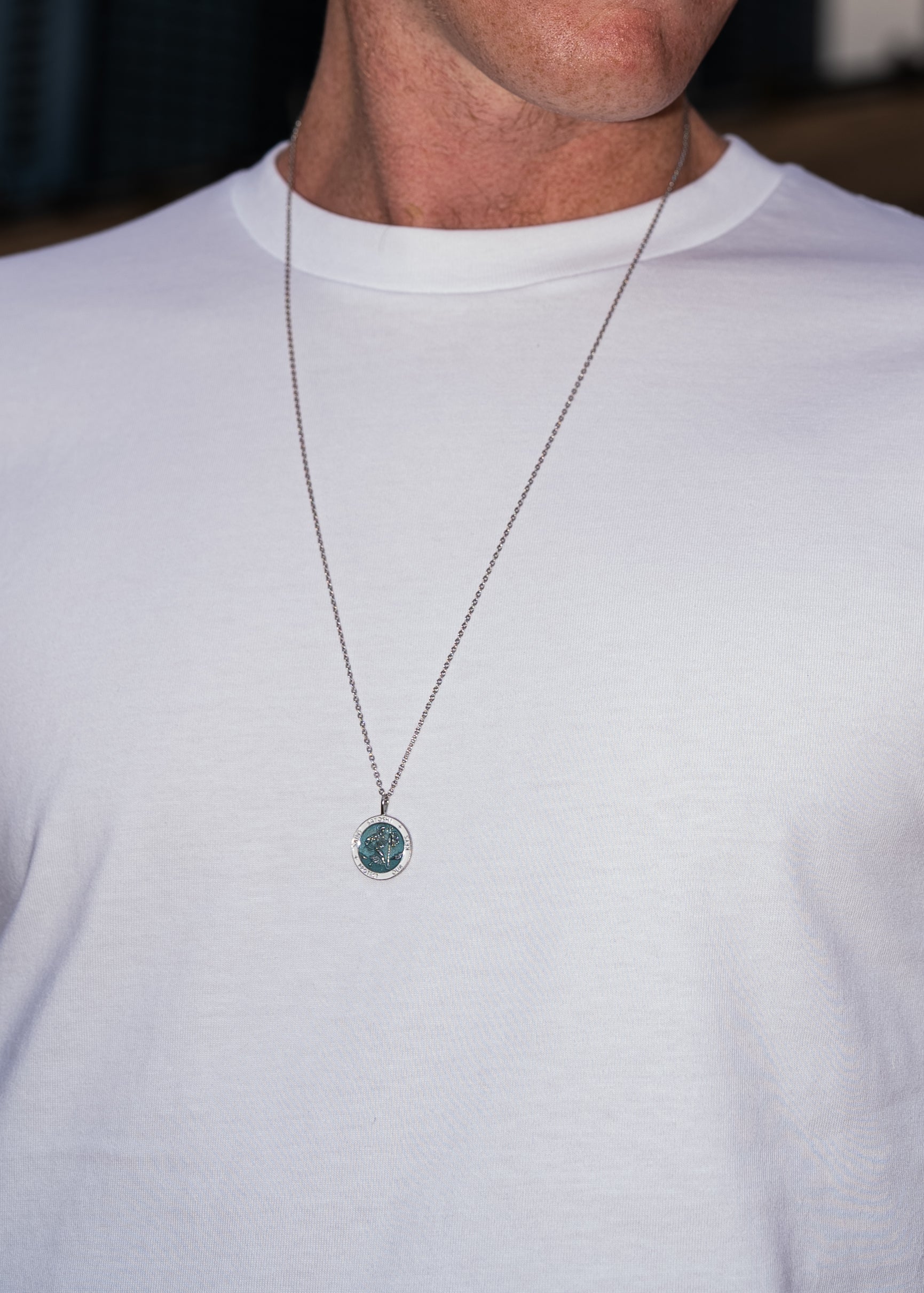 Saint Satoshi Pendant — Tiffany Blue Edition