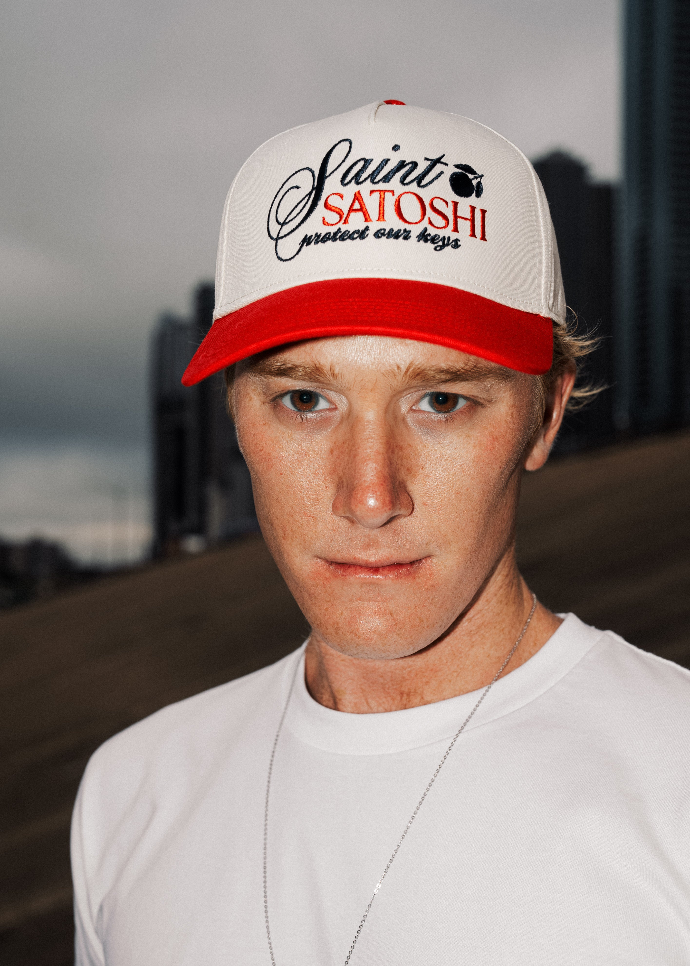 Saint Satoshi - Signal Red/Bone