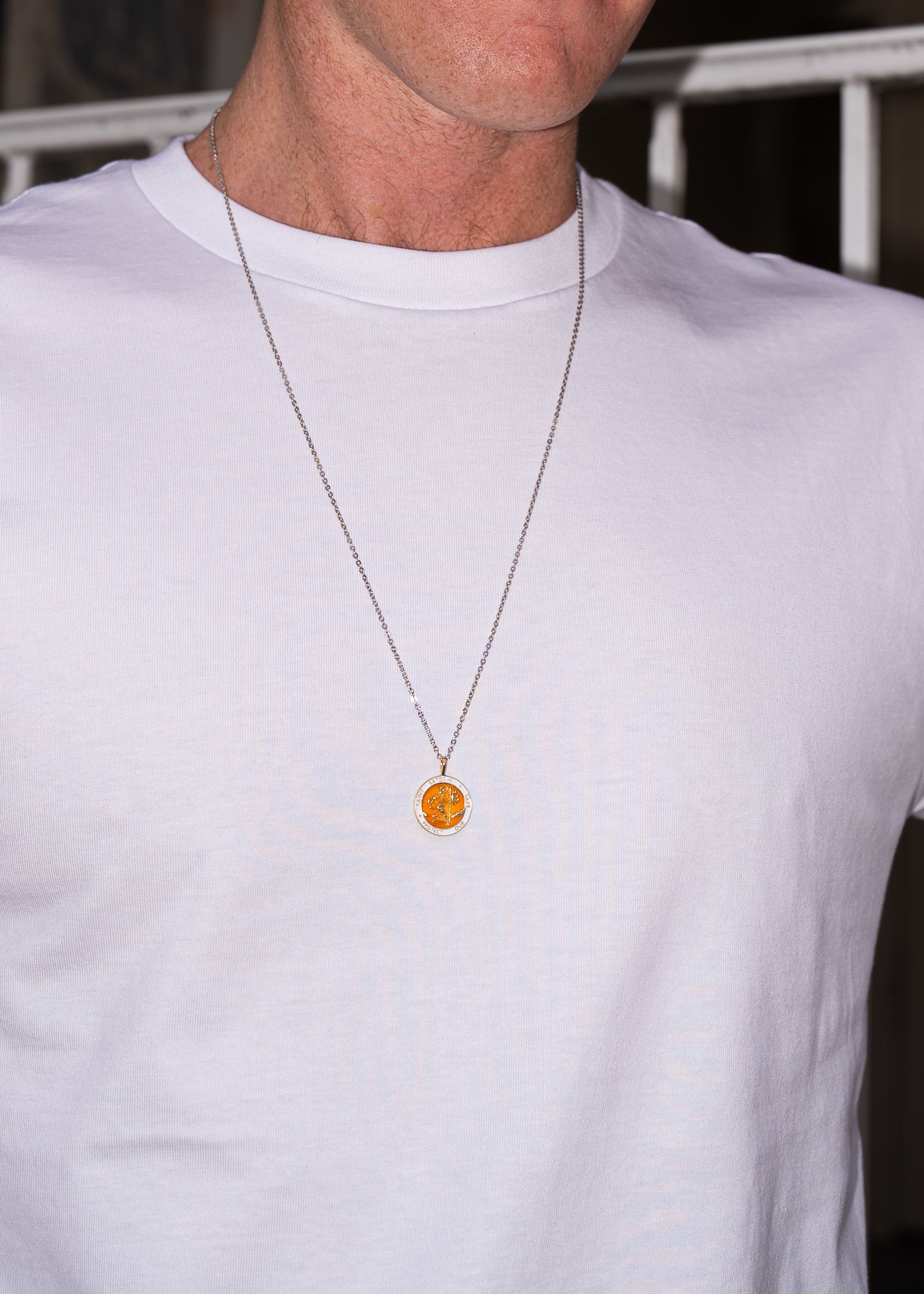Saint Satoshi Pendant — Genesis Orange