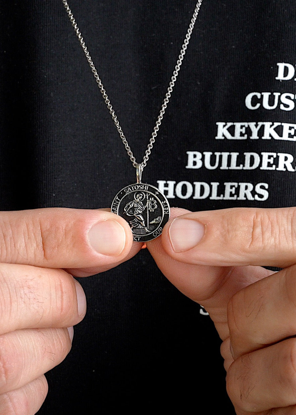 Saint Satoshi Pendant — Obsidian Edition