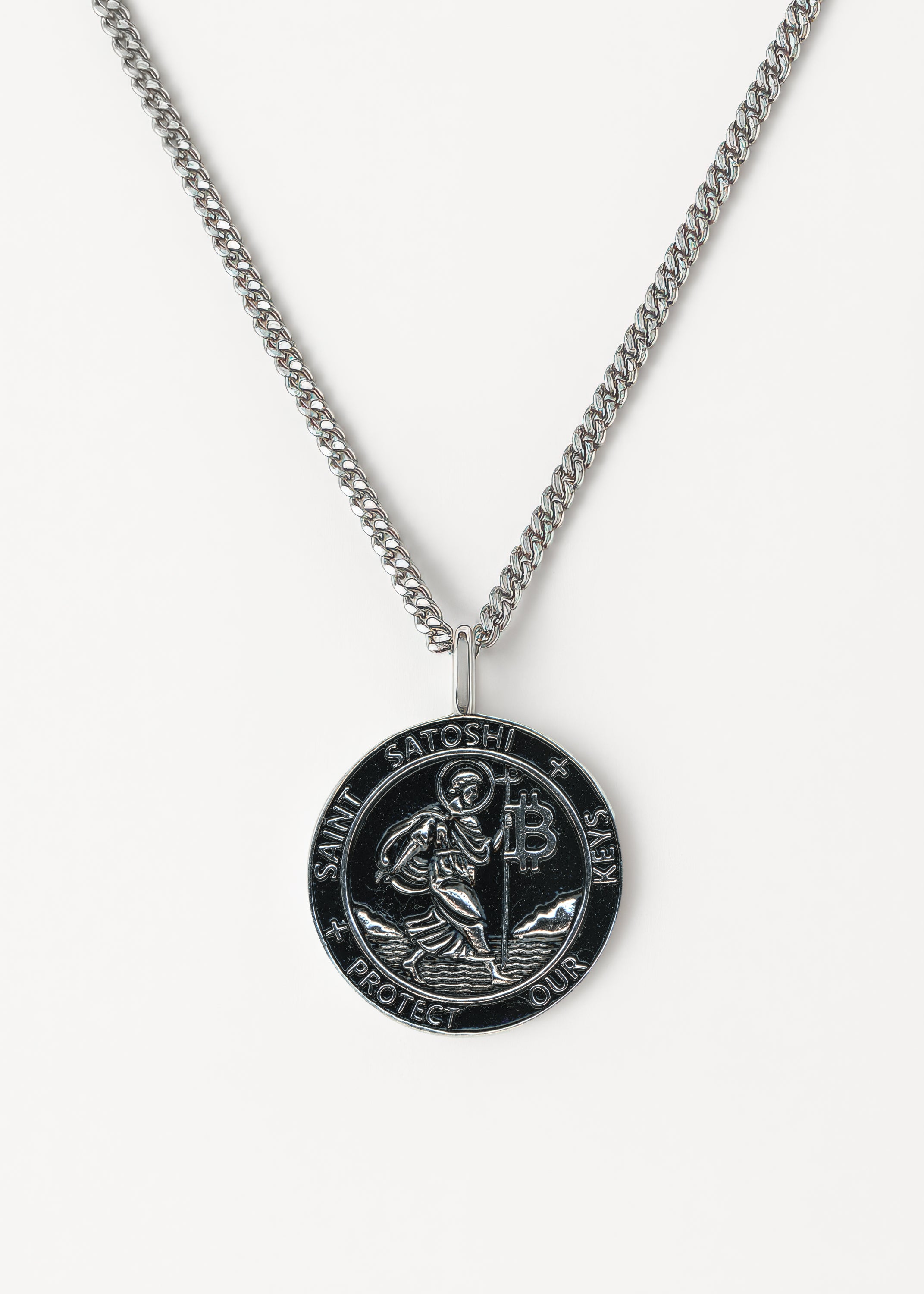 Saint Satoshi Pendant — Obsidian Edition